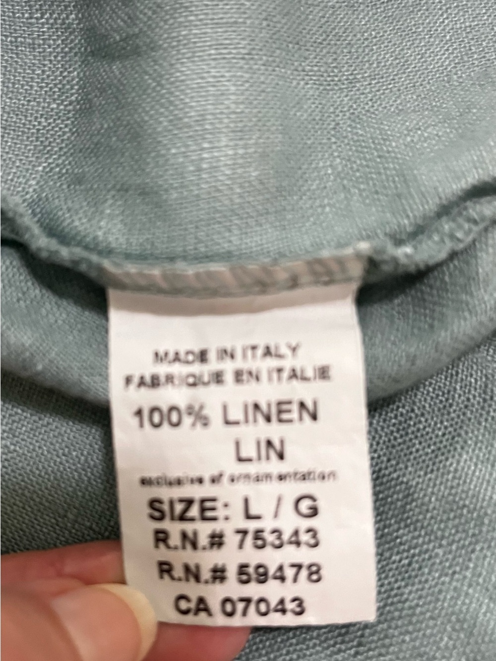 Bellambra Relaxed Sage Light Teal Linen Tunic with Sequin Trim Sz L Breezy - Picture 8 of 9
